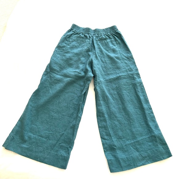 Athleta Playa Linen Borealis Green Wide Leg Crop Pants - Picture 5 of 14
